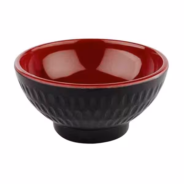 (6 unid) Taça para molhos - ASIA PLUS - Melamina - 60ml - quadrado - 75x75mm - Preto/Vermelho