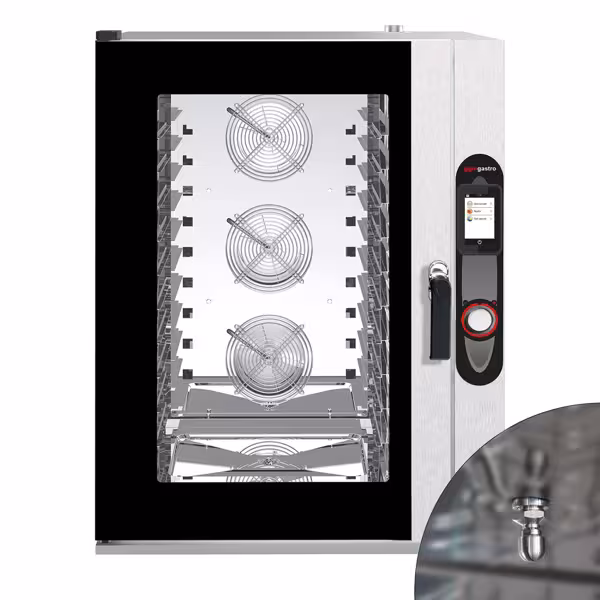 Commercial Electric Combi Oven- Digital Controls - Time, core & cavity temperature with humidity indicator - 12x GN 1/1 - incl. Automatic washing system