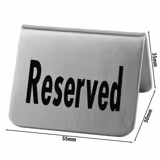 (12 pcs) Table Tent - 2-piece Set - "Reserved" - Stainless Steel - 55x50mm