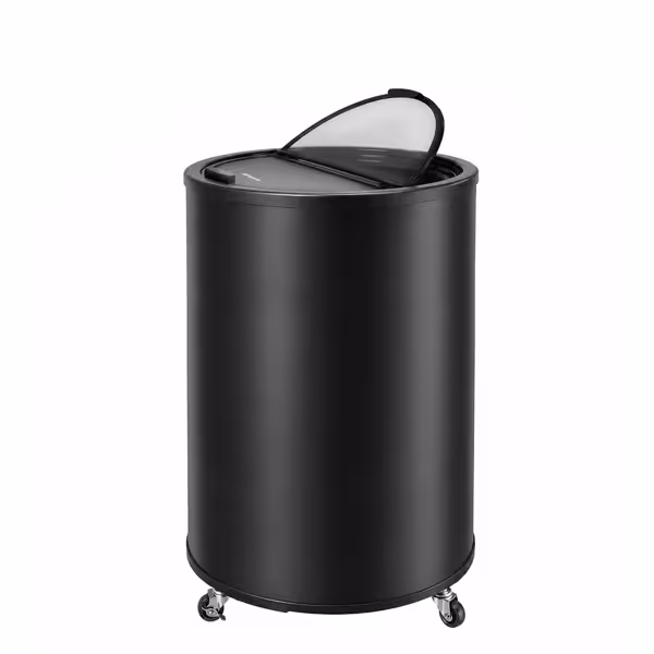 Party-Kühler / Kühltonne - 87 Liter - Glasdeckel mit Griff & beweglichen Rollen