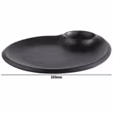 (6 pcs) NERO | Platter - Melamine - 300x250mm - with 60ml dip bowl - Black