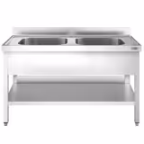 Spültisch PREMIUM - 1600x700mm - mit Grundboden - mit 2 Becken mittig