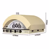 Plynová pec na pizzu - krémově žlutá - 9x 25 cm - manuální