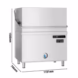 Dubbelwandig Doorschuifvaatwasser - Mand 500x500mm - Digitaal - 22,2kW - met zeep-/wasmiddelpomp, naglanspomp & afvoerpomp