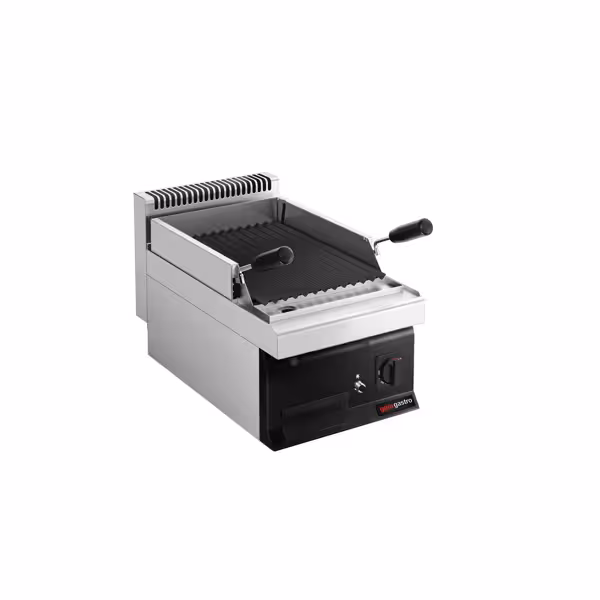 Gas lavasteengrill - 7,0kW - 400mm - 0,40x0,70m - Tafelmodel - 700mm diep - Zwart - zwart front