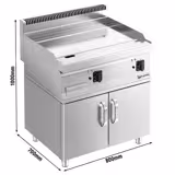Plancha électrique - plaque chromée dure - 2 zones - 8,0 kW - Lisse - Surface de cuisson : 795x535mm - incl. soubassement avec 2 portes