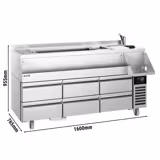 Table réfrigérée de bar pour cocktails et boissons - 1600 mm - 235 litres - 6 tiroirs & prise 230 V