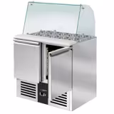 Saladette réfrigérée PREMIUM - 900mm - 240L - 2 portes - avec vitrine de comptoir pour 2x GN 1/1 & 3x GN 1/6