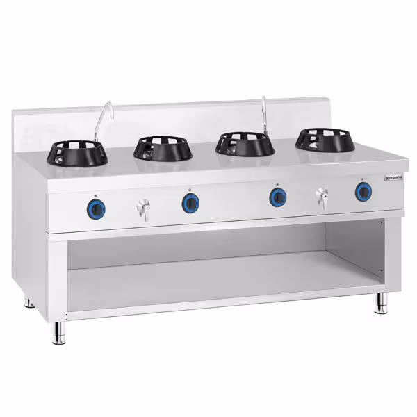 Εστία Wok Αερίου - 56 kW - 4 Καυστήρες - με 2 Βρύσες Νερού