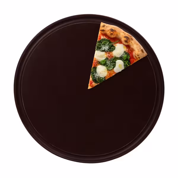 (12 adet) Pizza Tabağı Yuvarlak Düz - Polietilen, Ø360mm, Oluklu/Kanallı Yüzey, Kahverengi