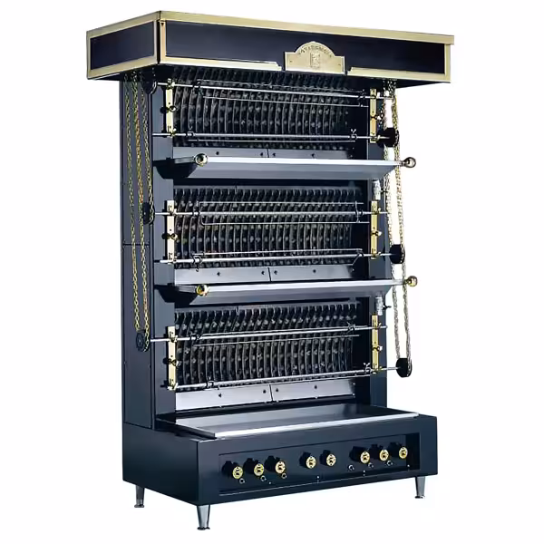 UBERT | Commercial Gas Flame Rotisserie / Chicken Grill – 20 kW – 4 spits – 2 heat zones