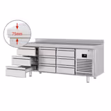 Tavolo refrigerato PREMIUM PLUS - 1960x600mm - Ventilata - 9 cassetti - Alzatina