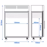 Armoire réfrigérée négative en acier inoxydable inox ECO – 1200 litres – avec 2 portes vitrées