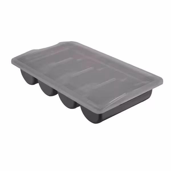 Bestekbak - met 4 vakken - incl. deksel - polypropyleen - zwart - 537x301mm - hoogte: 120mm