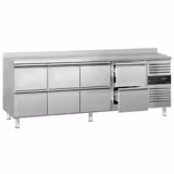 Hűtött munkaasztal ECO - 2230x700 mm - GN 1/1 - 553 liter - ventilációs - 8 fiókkal - felhajtással