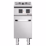 Elektromos olajsütő - álló - 18 liter - 14,0 kW - manuális vezérlés - leeresztőcsappal - alsó szekrénnyel, 1 ajtó