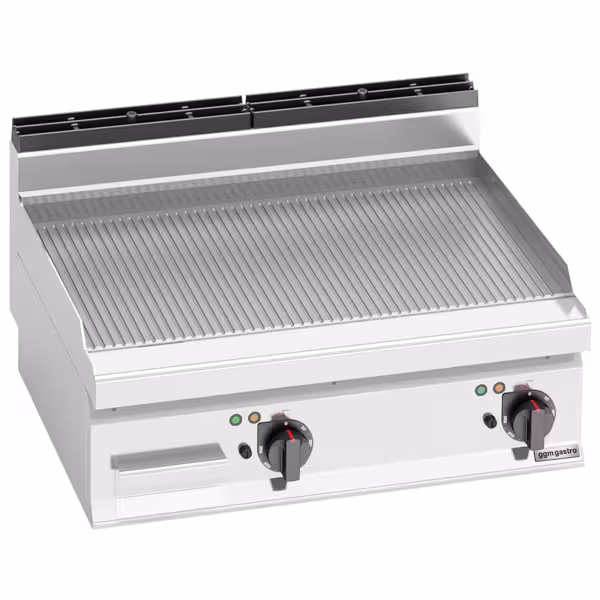 Fry Top Elettrico Professionale - 9,6 kW - Rigato - Superficie di cottura: 795x500mm
