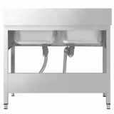 Stainless Steel Commercial Sink Unit PREMIUM - 1200x700mm - with Double Bowl Centre - with Undershelf - with Upstand