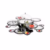 Buffetstandaard - draaibaar - RVS - Zwart - Hoogte: 350mm - incl. 17 glazen schalen