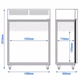 Armoire réfrigérée négative en acier inoxydable ECO – GN 2/1 – 1400 litres – avec 2 portes en inox – intérieur de la porte en plastique