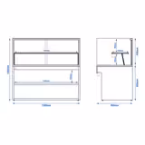 Patisserie Counter TORONTO - 1500x800mm - double glazing - granite worktop - black front - with 2 shelves