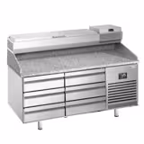 Commercial Pizza Prep Counter - Granite Top PREMIUM PLUS - 1490x700mm - with 0 doors & 6 drawers - incl. refrigerated topping unit - 6x GN 1/4