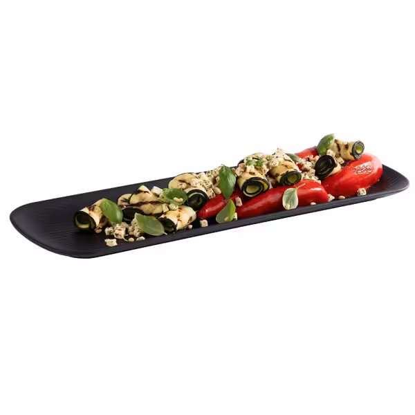 (6 Stück) GN-Tablett 2/4 - NERO - Melamin - Höhe: 25mm - Schwarz