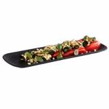 (6 szt.) Taca GN 2/4 do serwowania - NERO - melamina - 530x162mm - Wysokość: 25mm - Czarny