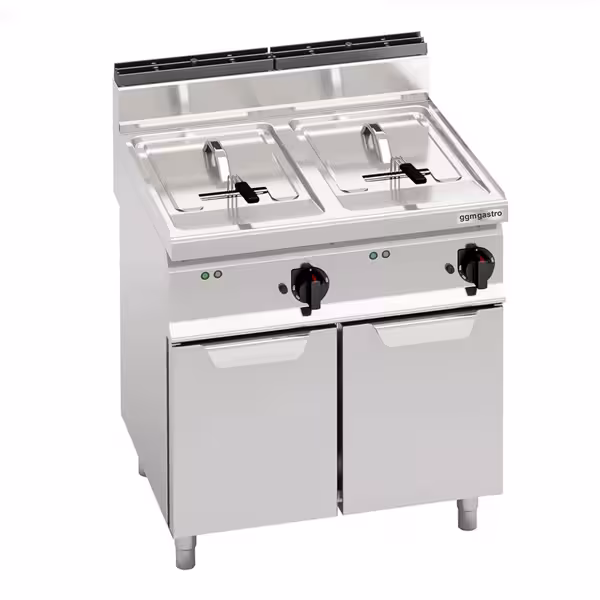 Dubbele elektrische friteuse - 18+18 liter - 27 kW - mechanische bediening - met aftapkraan