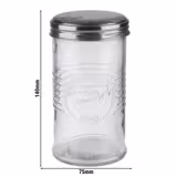 (6 stuks) Suikerstrooier - Glas - 350ml - Hoogte: 140mm - deksel met klepje