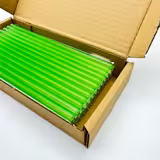 (50 szt.) Słomki szklane - 150mm - ø8mm - proste - Neon Zielony - ze 1 szczoteczką do czyszczenia z nylonu