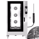 Kombi Fırın - Dokunmatik Ekranlı - 7" Dokunmatik Ekran - 40x GN 1/1 veya 20x GN 2/1 - Elektrikli - dâhil: Yıkama Sistemi, Sıcaklık Probu, Tepsi Arabası