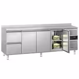 Koelwerkbank ECO - 2230x700mm - met 3 deuren & 2 laden & met achterwand