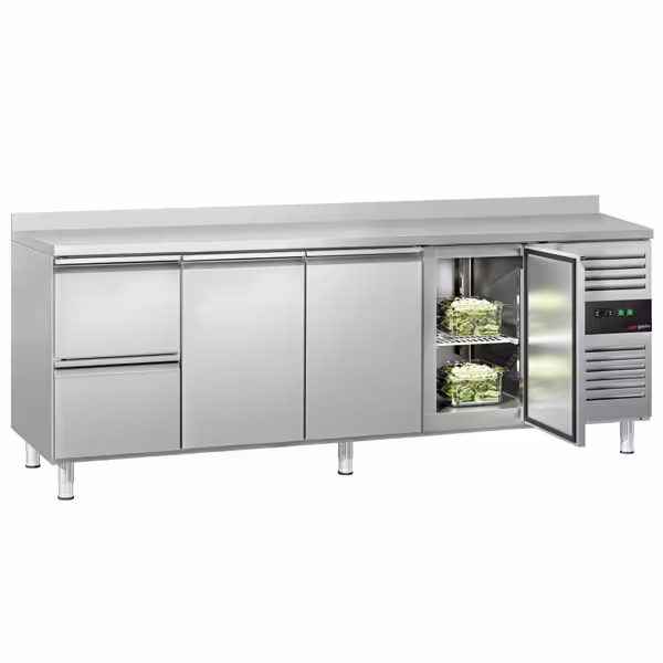 Commercial Counter Fridge ECO - 2230x700mm - with 3 doors - 2 drawers - with upstand