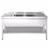 Spültisch PREMIUM - 1800x600mm - mit Grundboden - mit 2 Becken mittig