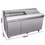 Saladette American Style PREMIUM - 1830mm - 623lt - 3 porte - con vano ingredienti per 18x GN 1/6, coperchio in acciaio inox - incl. 18x contenitori GN 1/6