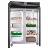 Armadio frigorifero in acciaio inox PREMIUM - GN 2/1 - 1400L - con 2 porte - professionale; ventilato; LED - Antracite