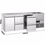 Dozator de bere profesional cu răcire integrată PREMIUM - 2500x700 mm - 1 Ușă din sticlă & 4 Sertare