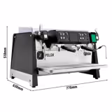 WEGA | Polar – Commercial 2-Group Espresso Machine – 5.2 kW – with 2 Steam Wands & Hot Water – Touch – Black