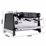 WEGA Polar - Portafiltermachine - 2 groepen - 5,2 kW - met 2 melkopschuimers & heet water - Touch - Zwart