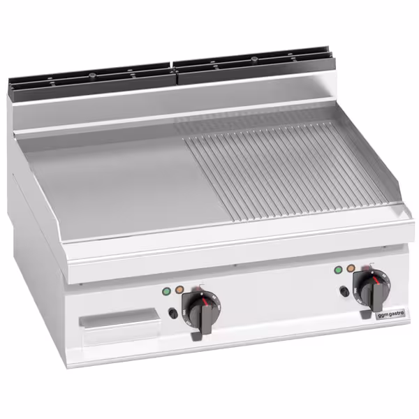 Elektrische bakplaat - 9,6kW - 1/2 glad 1/2 geribbeld - Bakoppervlak: 795x500mm