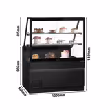 Vitrină frigorifică orizontală - 1300mm - 2 rafturi - față neagră - blat de lucru din granit negru