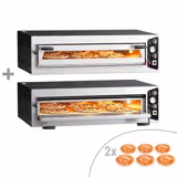 (2 st) Elektrisk pizzaugn - med chamottesten - 1340x920 mm - 6 x Ø 35 cm - 1‑däck - upp till 450 °C - Manuell - modulär