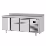 Table réfrigérée Premium PLUS - 1960 x 700 mm - avec 1 porte - 4 tiroirs - avec dosseret