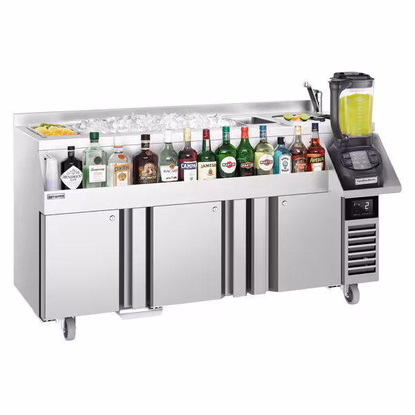 Barkylbänk med cocktailstation - 1600 mm - 235 l - 3 dörrar - 230 V eluttag