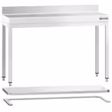 Edelstahl Arbeitstisch PREMIUM - 1200x700mm - mit Grundboden, Aufkantung & Verstrebung