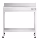 Table de travail en inox PREMIUM - 700 x 600 mm - avec tablette inférieure, dosseret et roulettes