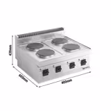 Commercial Electric Hob, 4 Solid Hotplates ECO - 600 mm deep