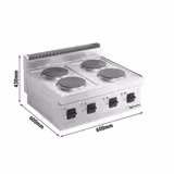 Elektrisch fornuis - MARIO 600 - 600x600x430mm - 8,0 kW - 4 platen rond