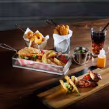 (6 pcs) Serving Basket - SNACKHOLDER - Stainless Steel - Round - Ø90mm - with 1 Handle